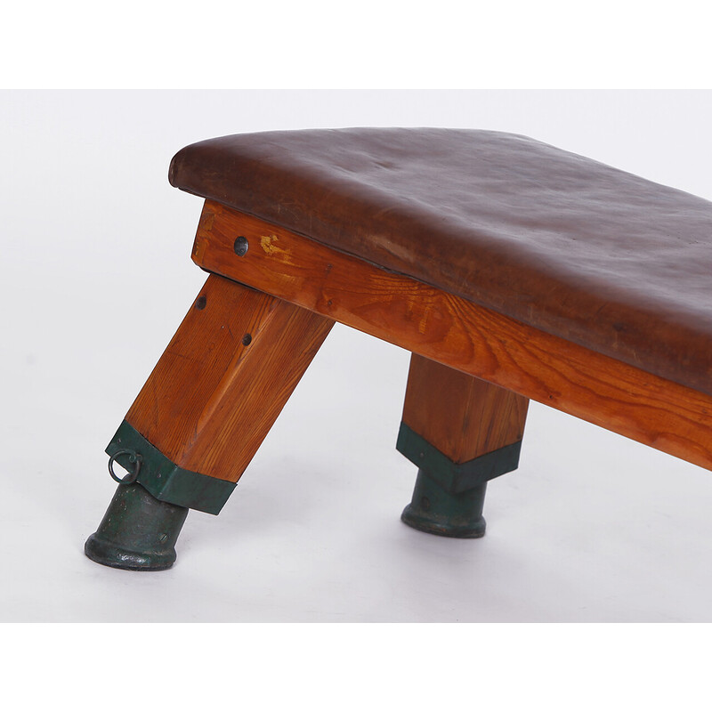 Bancada de ginástica em couro Vintage pommel horse top, 1930s