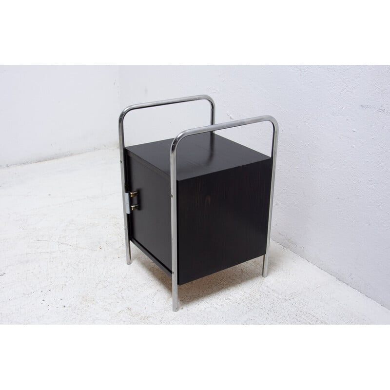 Vintage Bauhaus chrome night stand by Robert Slezak, Czechoslovakia 1930s