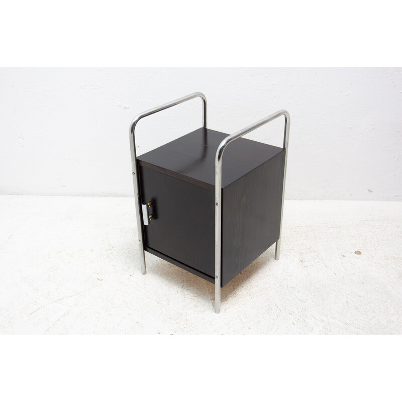 Vintage Bauhaus chrome night stand by Robert Slezak, Czechoslovakia 1930s