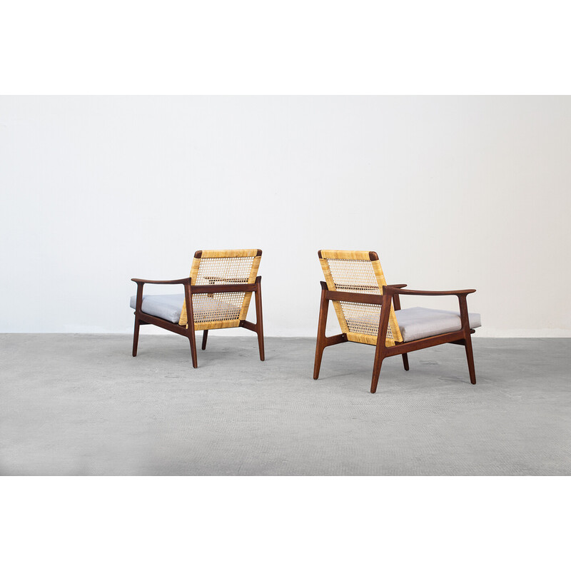 Paar vintage Deense teakhouten lounge stoelen van Poul Volther voor Frem Røjle, 1960