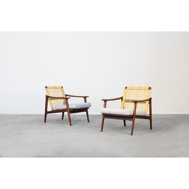 Par de cadeiras de teca dinamarquesas vintage lounge por Poul Volther para Frem Røjle, década de 1960