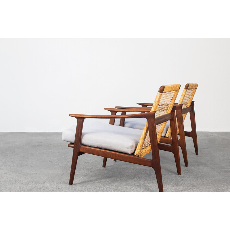 Paar vintage Deense teakhouten lounge stoelen van Poul Volther voor Frem Røjle, 1960