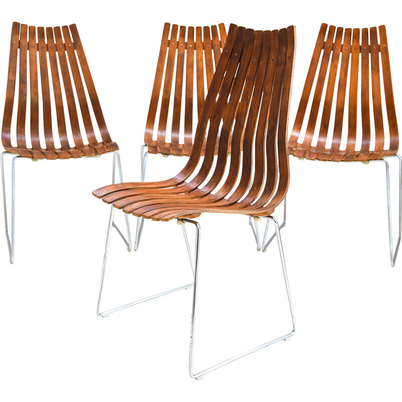 Set of 4 vintage Scandia dining chairs by Hans Brattrud for Hove Møbler, Norway 1960s