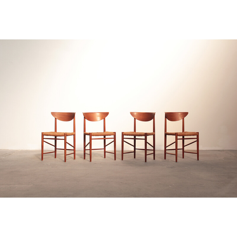 Conjunto de 4 cadeiras de teca vintage de Peter Hevidt e Orla Molgaard Nilsen para Soborg Nobler, Dinamarca 1955s