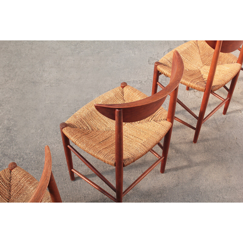 Set of 4 vintage teak chairs by Peter Hevidt and Orla Molgaard Nilsen for Soborg Nobler, Denmark 1955s