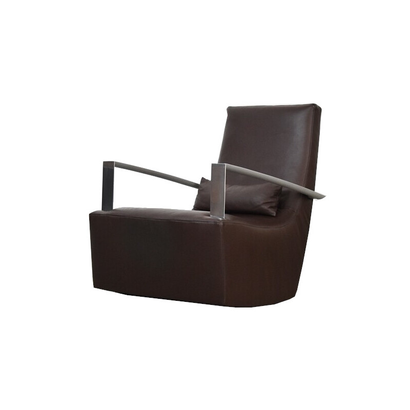 Vintage genuine leather rocking chair by Alban-Sebastian Giles for Ligne Roset, 2000s