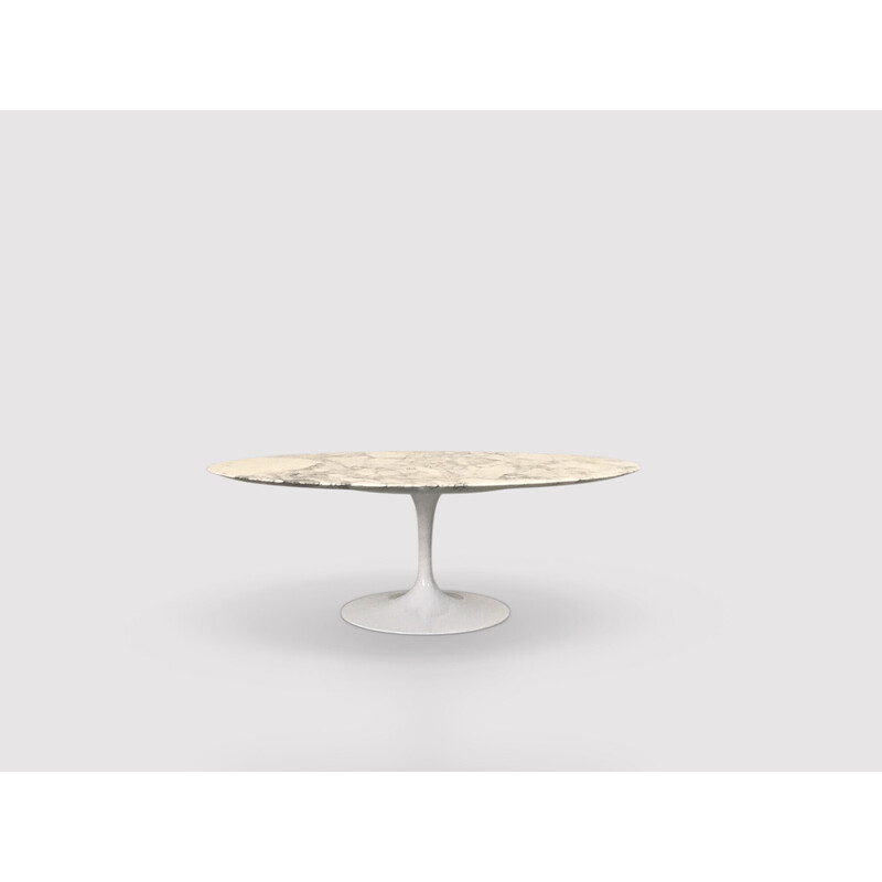 Mesa de centro ovalada de mármol arabescato Vintage Tulip de Eero Saarinen para Knoll International, años 90