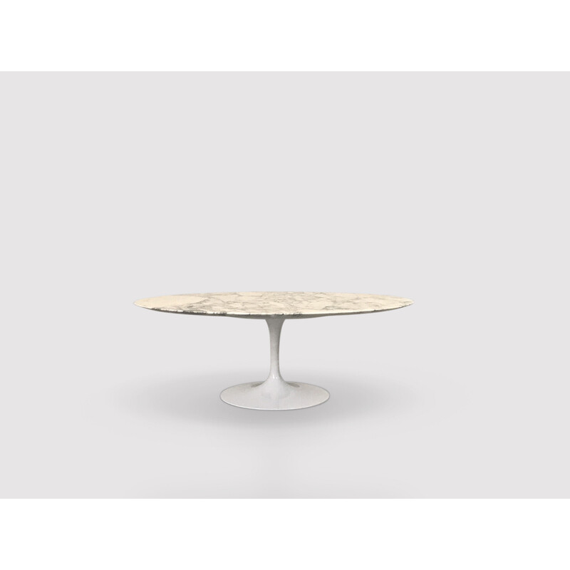 Vintage Tulip oval arabescato marble coffee table by Eero Saarinen for Knoll International, 1990s