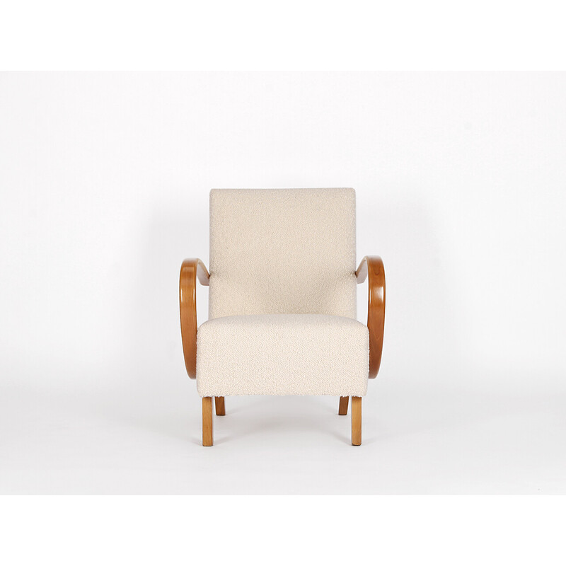 Vintage boucle armchair by Jindrich Halabala for Spojene Up Zavody, 1940s