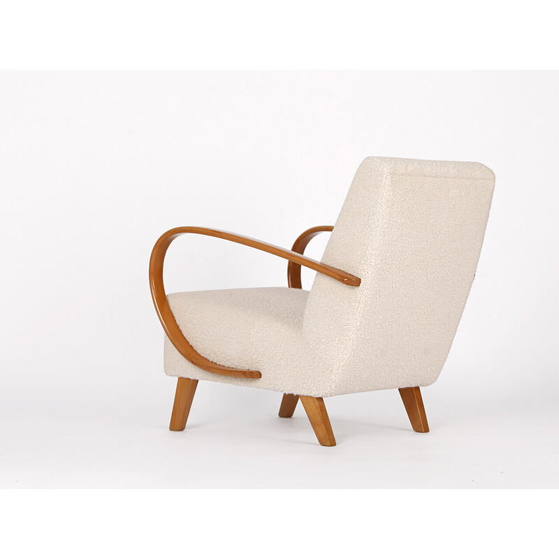 Vintage boucle armchair by Jindrich Halabala for Spojene Up Zavody, 1940s