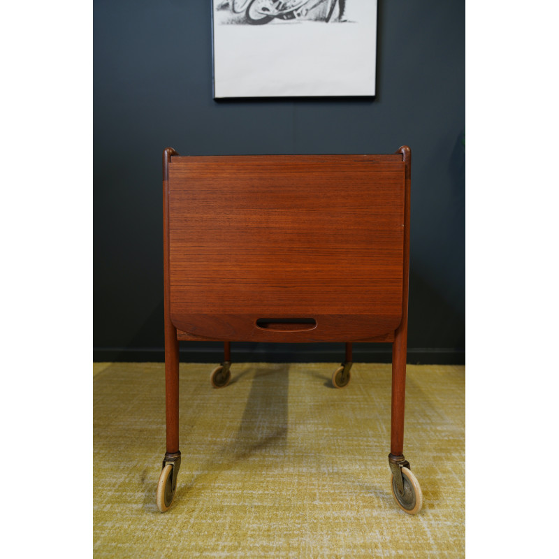 Mid century 'Thea' teak bar trolley with cutlery box by Yngve Ekstrom, Sweden