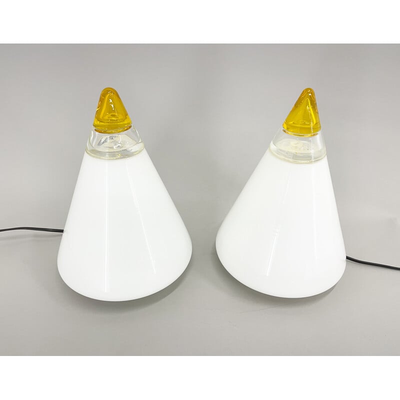 Pair of vintage table lamps by Giusto Toso for Vetri Murano, 1970s