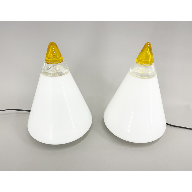 Pair of vintage table lamps by Giusto Toso for Vetri Murano, 1970s