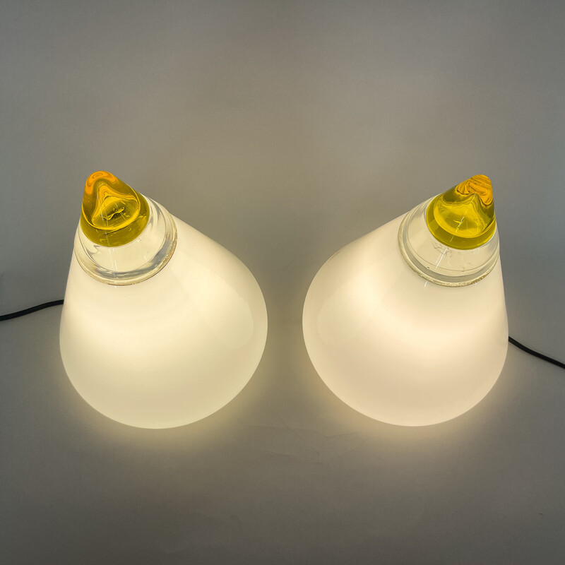 Pair of vintage table lamps by Giusto Toso for Vetri Murano, 1970s