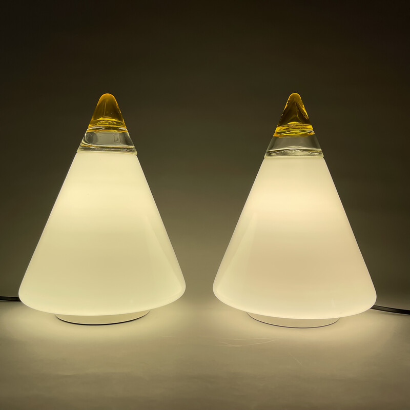 Paar vintage tafellampen van Giusto Toso voor Vetri Murano, 1970
