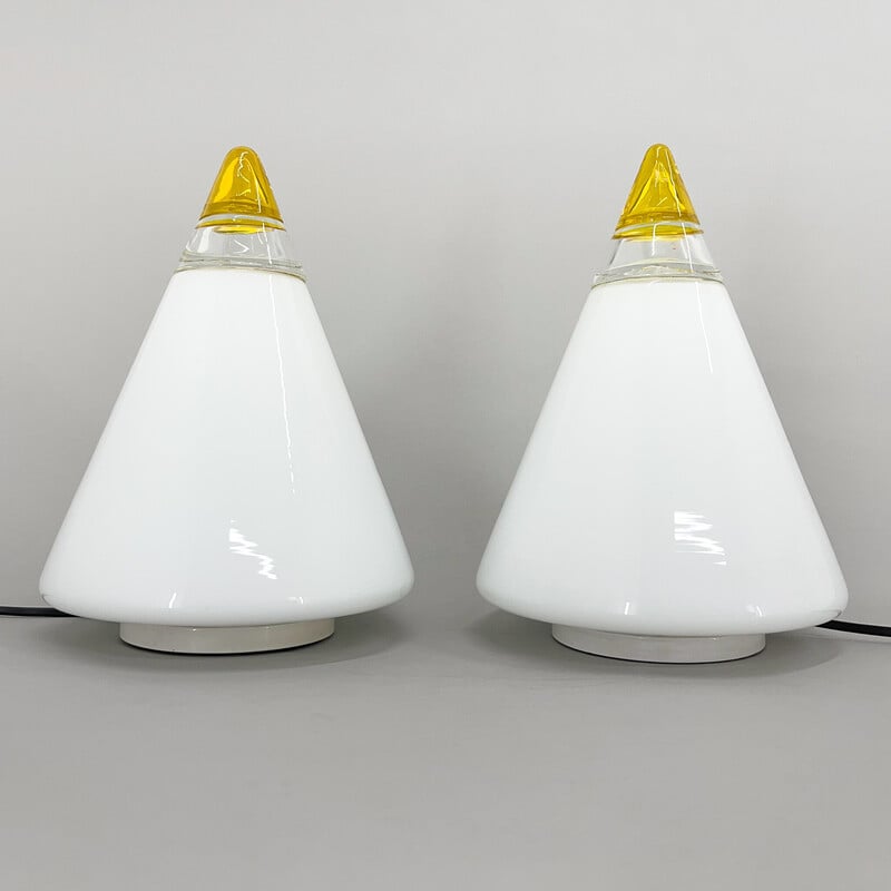 Paire de lampes de table vintage par Giusto Toso pour Vetri Murano, 1970