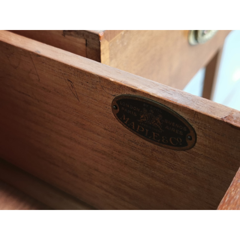 Mid century mahogany stamped desk by Maple and Co