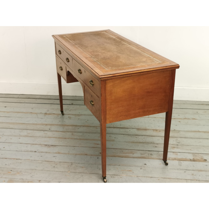 Mid century mahogany stamped desk by Maple and Co
