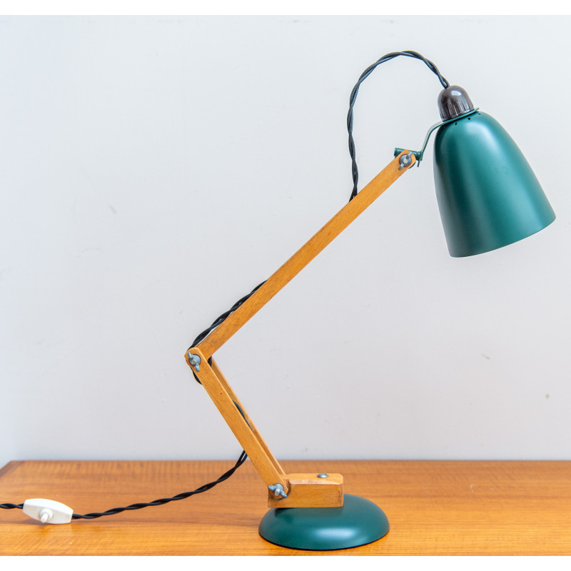 Candeeiro Vintage maclamp em verde mate de madeira por Terence Conran para The Maclamp Company Ltd, 1950s