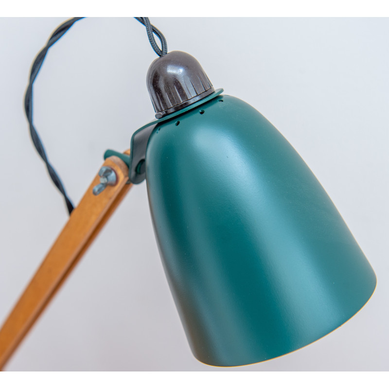 Vintage maclamp lamp in wooden matt green by Terence Conran for The Maclamp Company Ltd, 1950s