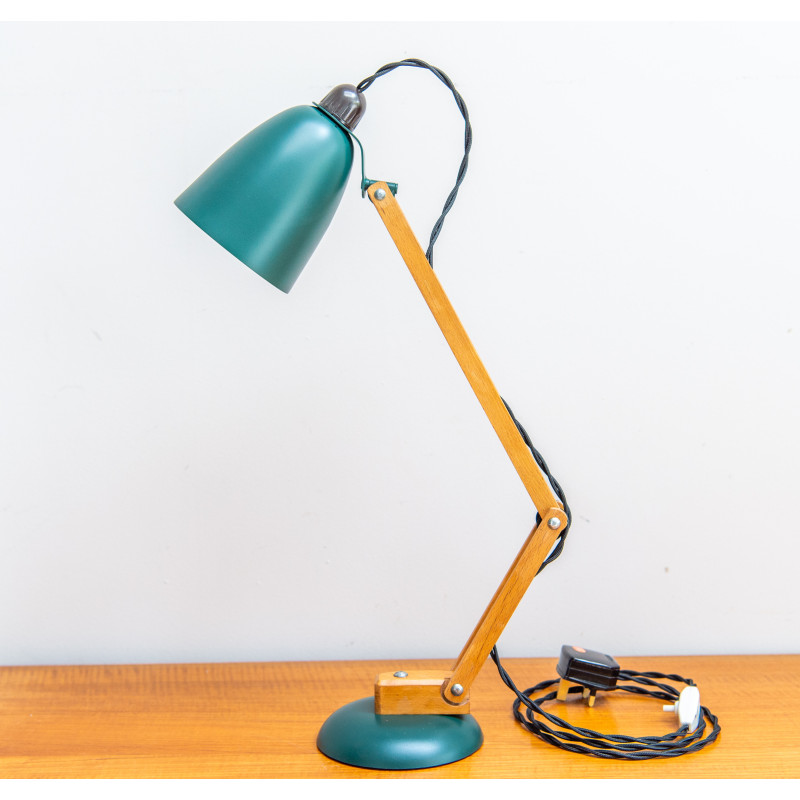 Vintage maclamp lamp in wooden matt green by Terence Conran for The Maclamp Company Ltd, 1950s