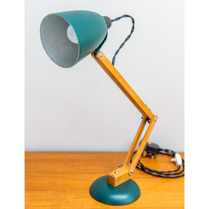 Lampada maclamp vintage in legno verde opaco di Terence Conran per The Maclamp Company Ltd, anni '50