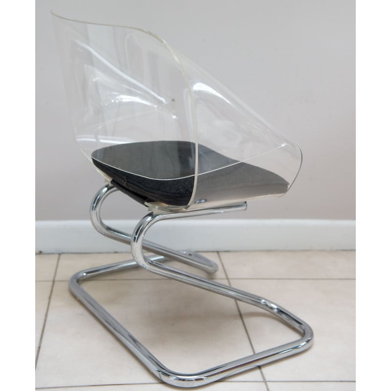 Vintage childs armchair Art 6004 in metal and acrylic by Harvey Guzzini, 1968s