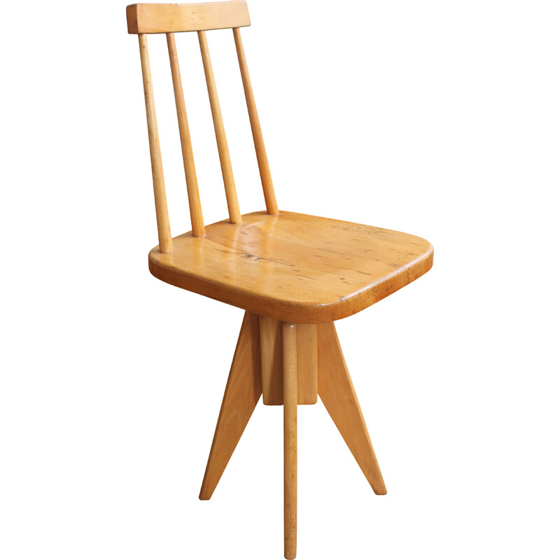 Chaise pivotante vintage en bois