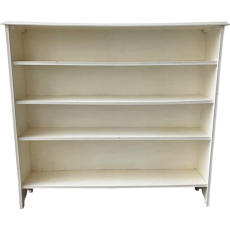 Vintage white wooden bookcase with 4 shelves