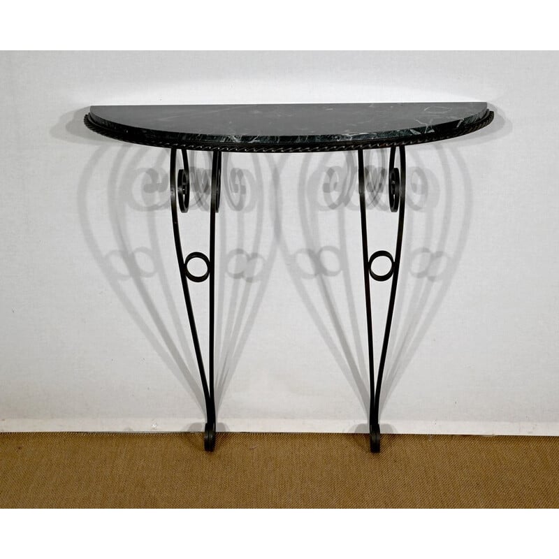 Vintage Art Deco wrought iron and marble console