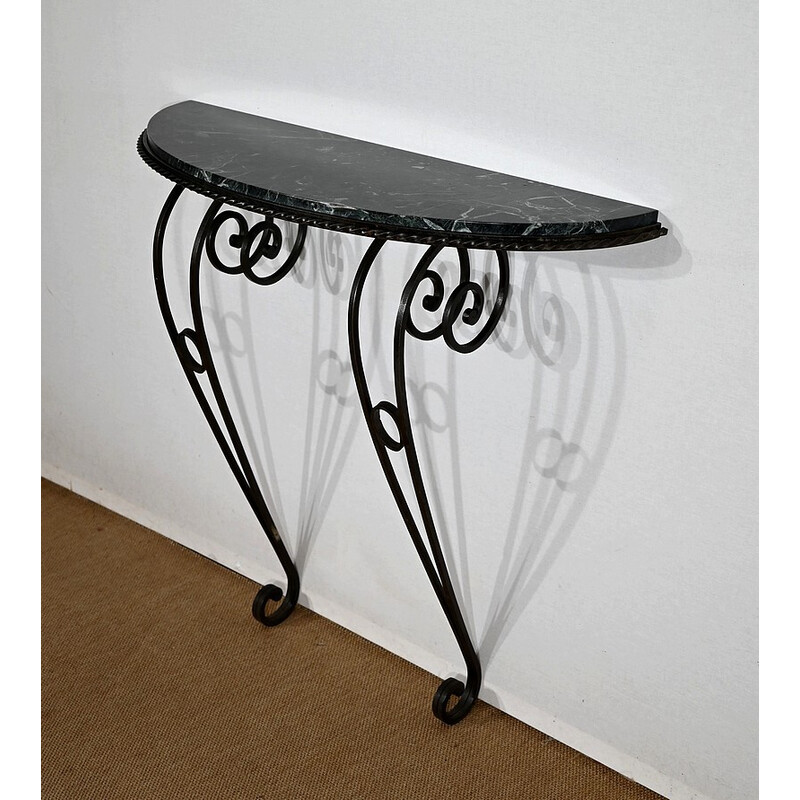 Vintage Art Deco wrought iron and marble console
