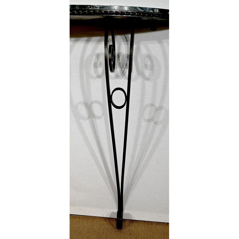 Vintage Art Deco wrought iron and marble console