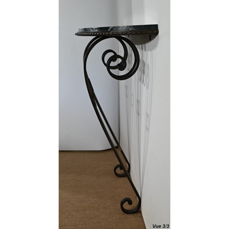 Vintage Art Deco wrought iron and marble console