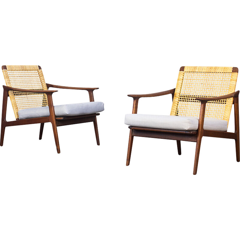 Pair of vintage danish teak lounge chairs by Poul Volther for Frem Røjle, 1960s