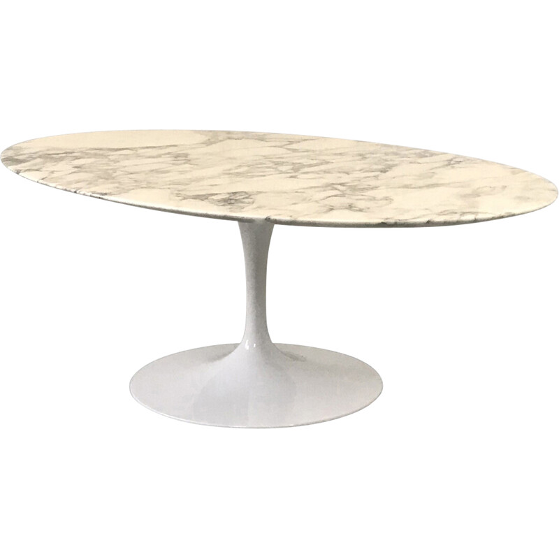 Vintage Tulip oval arabescato marble coffee table by Eero Saarinen for Knoll International, 1990s