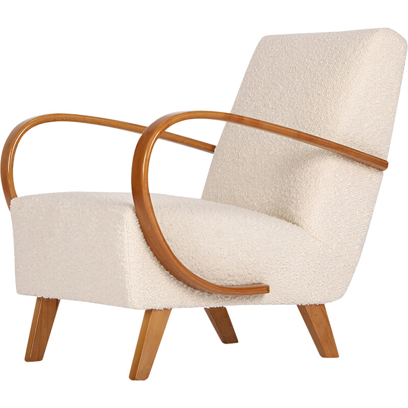 Vintage boucle armchair by Jindrich Halabala for Spojene Up Zavody, 1940s