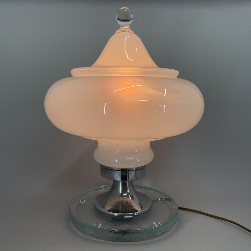 Lampe de table italienne vintage en verre de Murano par Carlo Nason pour Mazzega, 1970