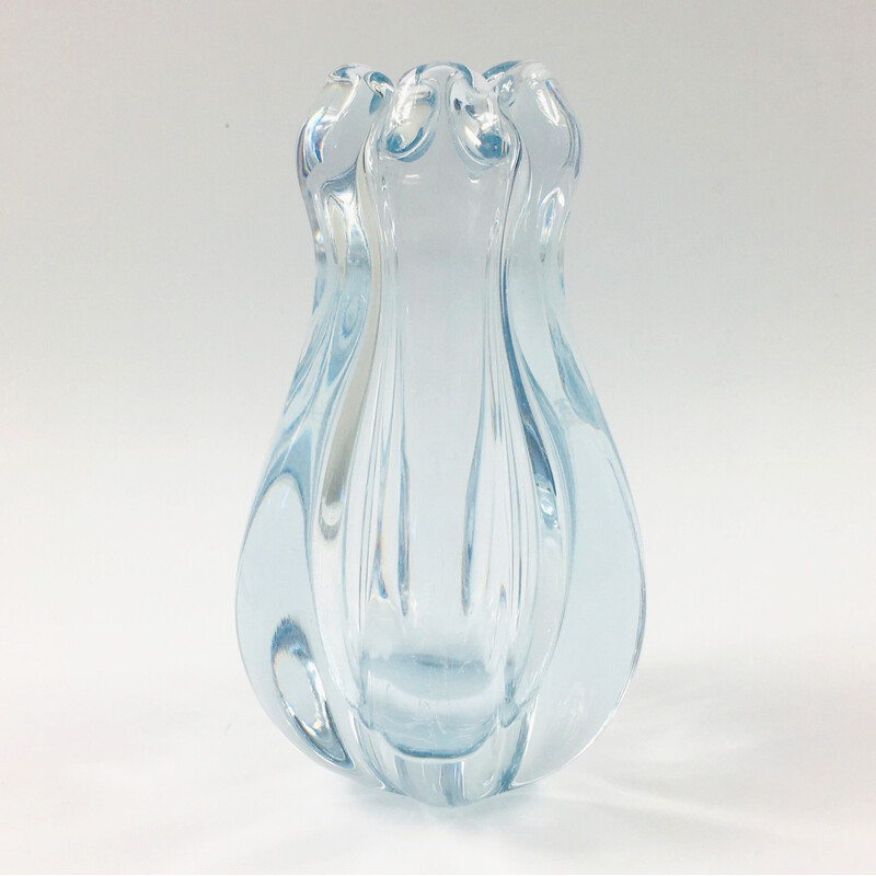 Vase et bol en cristal scandinave vintage "Stella Polaris" par Vicke Lindstrand pour Orrefors, Suède 1970
