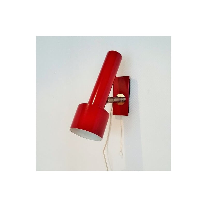 Red lacquered metal sconce - 1950s