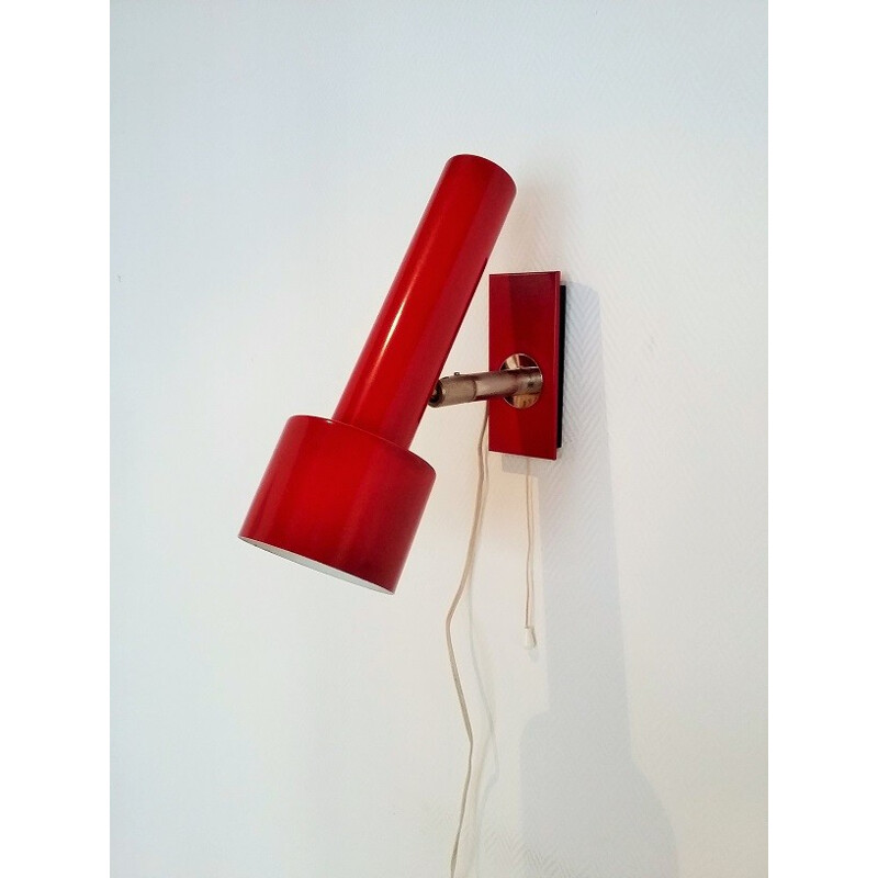 Red lacquered metal sconce - 1950s