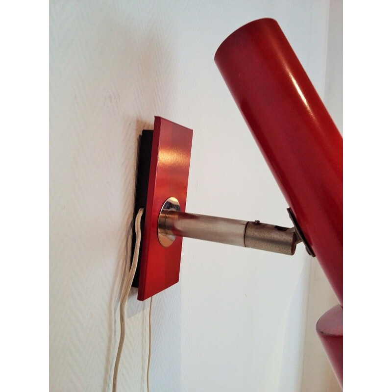 Red lacquered metal sconce - 1950s