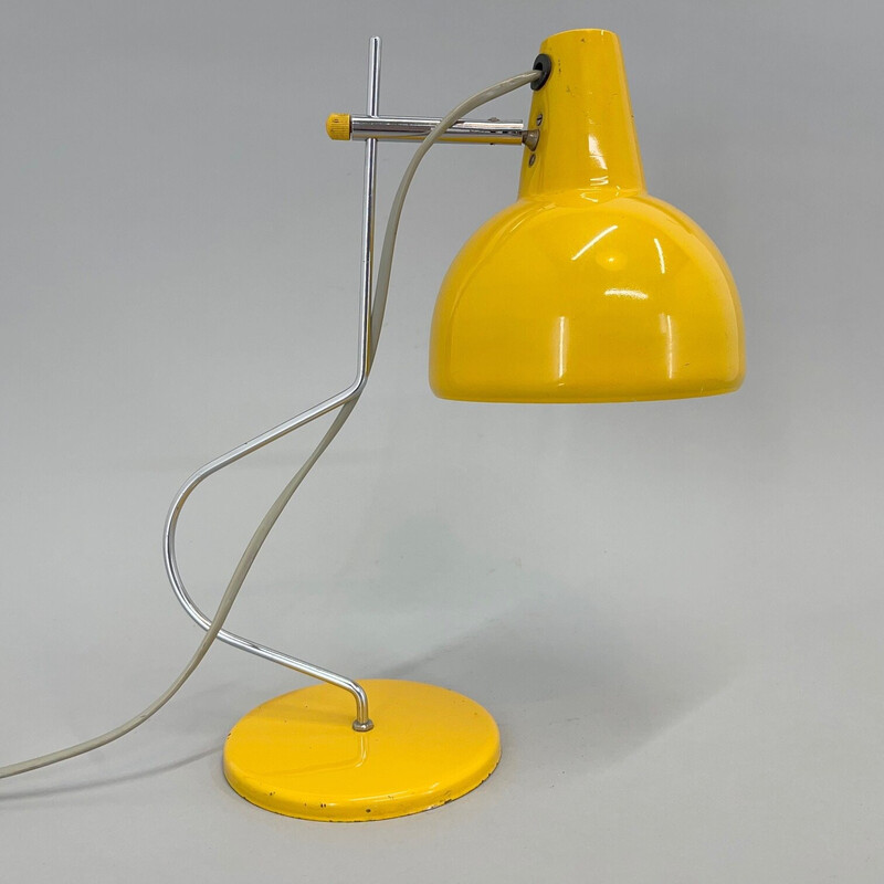 Lámpara de escritorio amarilla vintage de Josef Hůrka, Checoslovaquia años 60