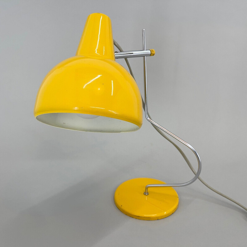 Lámpara de escritorio amarilla vintage de Josef Hůrka, Checoslovaquia años 60