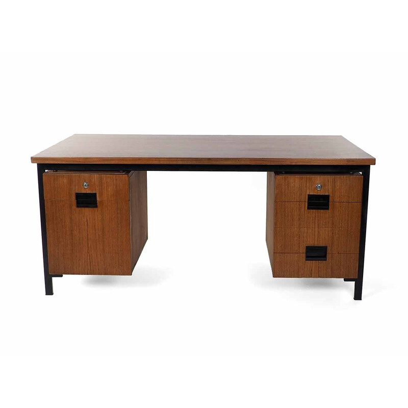 Vintage Japanese series teak veneer desk by Cees Braakman for Ums Pastoe, 1960