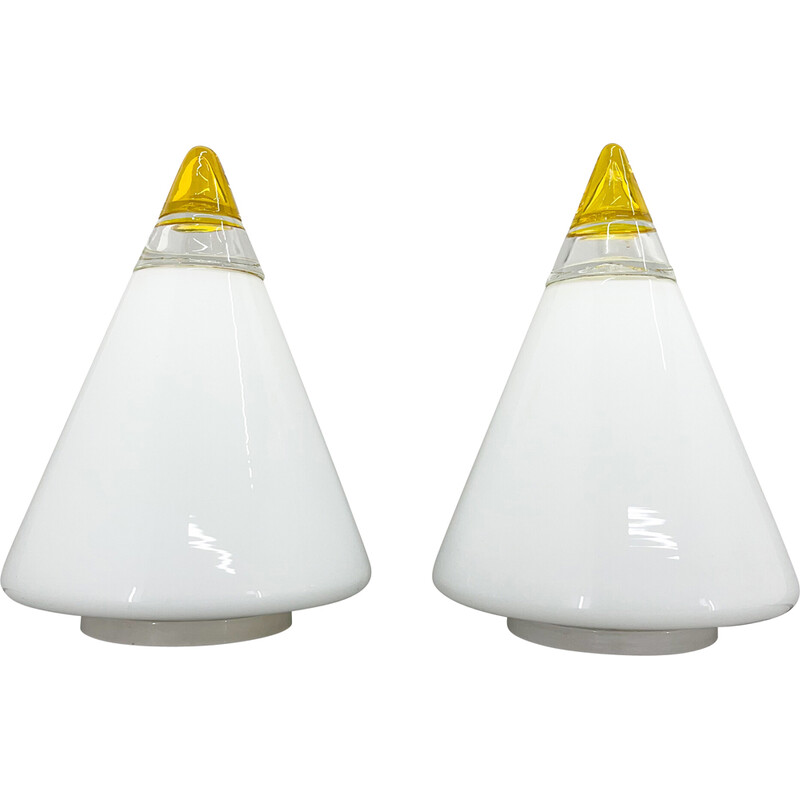 Pair of vintage table lamps by Giusto Toso for Vetri Murano, 1970s