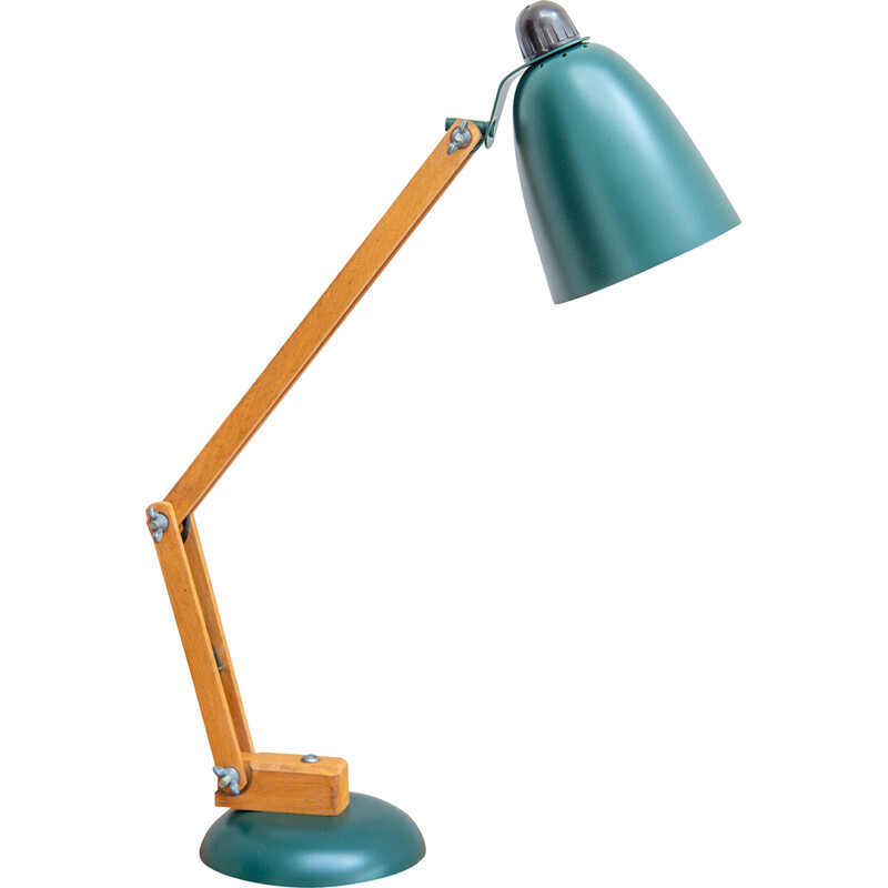 Vintage maclamp lamp in wooden matt green by Terence Conran for The Maclamp Company Ltd, 1950s