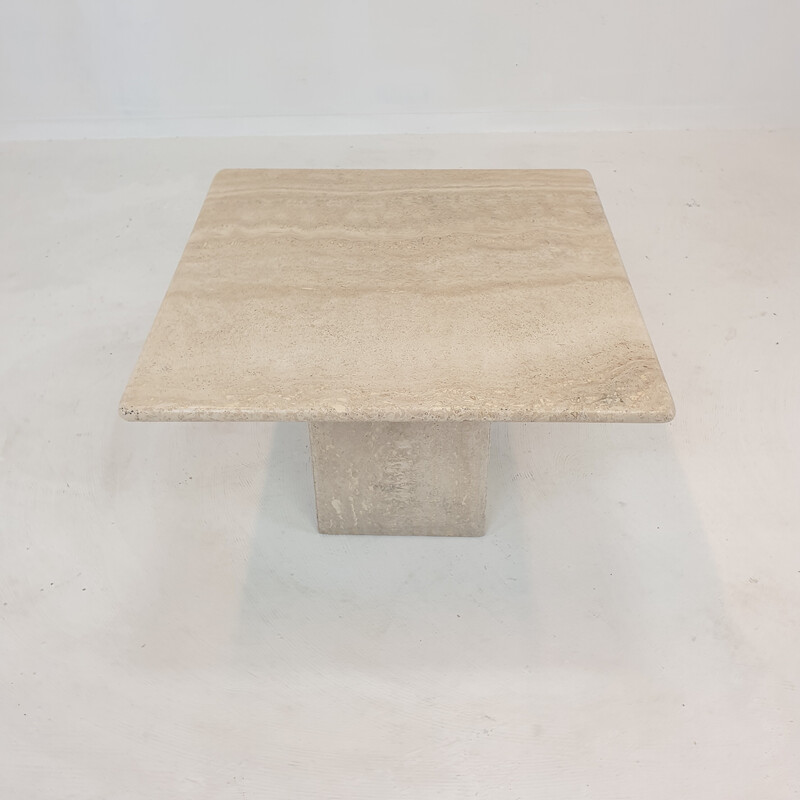 Italian vintage travertine coffee table, 1980s