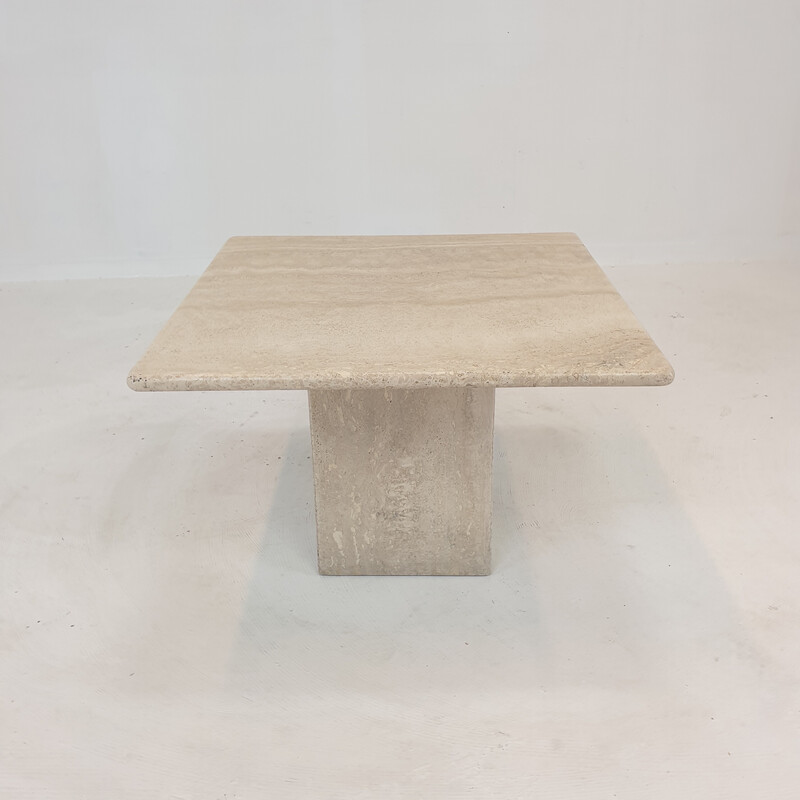 Italian vintage travertine coffee table, 1980s