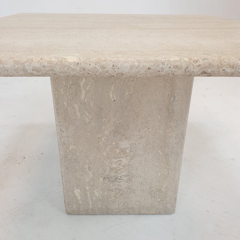 Italian vintage travertine coffee table, 1980s