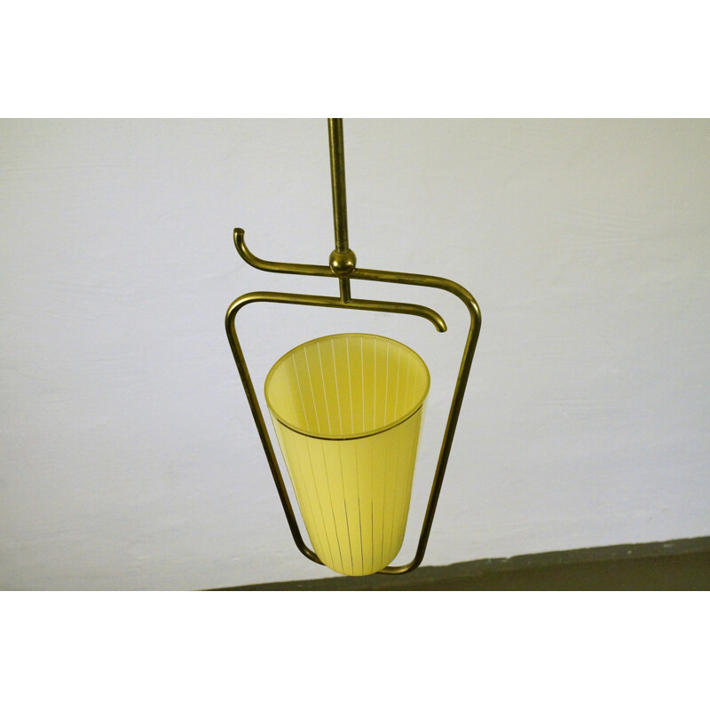 Rare hanging lamp in brass and glass - 1950s